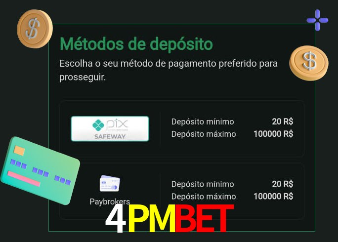 O cassino 4PMBET oferece uma grande variedade de métodos de pagamento